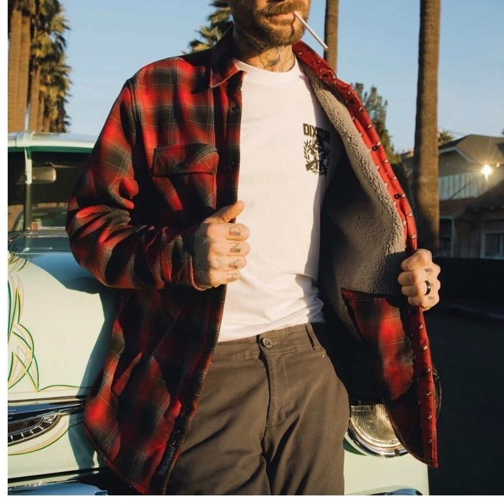 DIXXON Flannel Company The Johnny Shirt Jacket Mens 2XL Fleece Lined Flannel Red - Picture 2 of 8